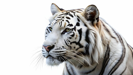 White tiger side view cut out on background, White tiger, cut out, isolated, background, animal, predator, feline, wildlife