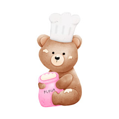 Cute Teddy bear water color clipart PNG