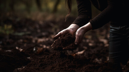 Hands Holding Soil in Forest   Nature  Earth   Environment
