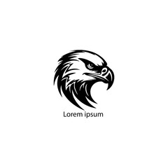 Fototapeta premium Premium Vector | Black Falcon A Vector Logo Design. Bald eagle with flag color vector image. Vintage hand drawn of eagle and snake battle vector image.