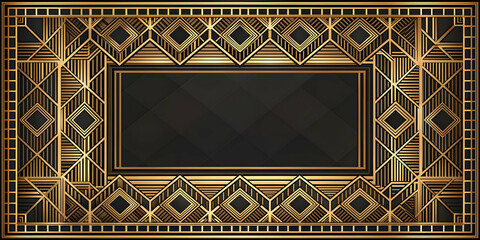 Obraz premium art-deco background with intricate geometric patterns and copy space, geometric, art-deco,background, shapes, patterns, abstract