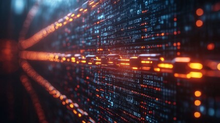 Fototapeta premium Cyberpunk Chain of Binary Code