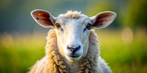 Obraz premium Sheep staring directly at the camera, sheep, animal, farm, wool, livestock, curiosity, mammal, outdoor, nature, eyes