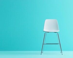 Modern high chair with a contoured plastic seat and a stainless steel frame, stainless steel, industrial chic