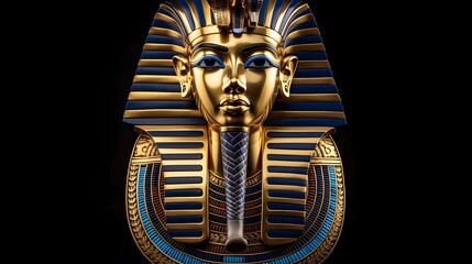 egyptian deity with golden mask with black background Generative AI