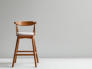 High chair with a minimalist silhouette and a soft, wipeable leatherette cushion, wipeable cushion, hassle-free cleaning