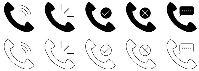 シンプルな電話のアイコンイラストセット