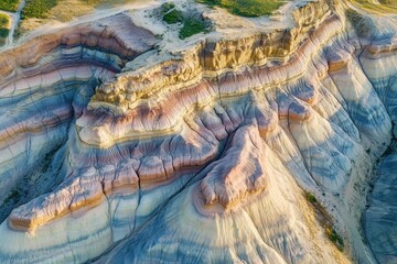 Aerial photography of multicolored sandstone layers