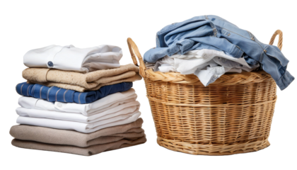PNG pile of clothes isolated transparency background. Generative AI