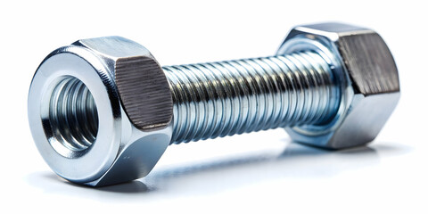 Close up of metallic bolt and nut, metal, steel, fastener, industrial, equipment, hardware, fixing, mechanic