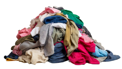 PNG pile of clothes isolated transparency background. Generative AI