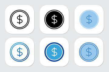 coin dollar icons with various design styles