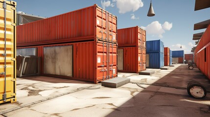 Fototapeta premium A photo of construction site storage containers.