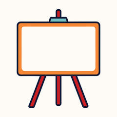 Empty whiteboard. Clean office whiteboard isolated cartoon vector illustration of blank board for business, clean empty frame.