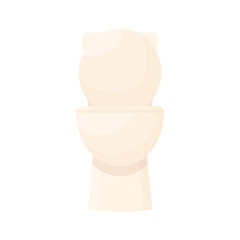 Toilet in cartoon style on a white isolated background. Bathroom item. Ceramic toilet with open lid. Toilet in warm colors