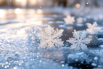 冬の雪の結晶とキラキラした背景