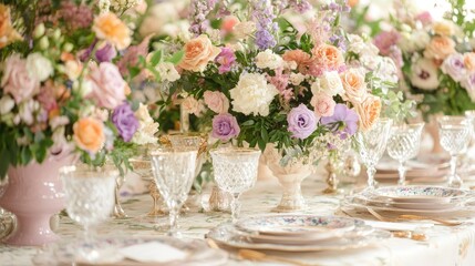 Elegant Floral Table Setting with Fine Dining Decor