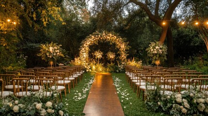 Fototapeta premium Elegant Outdoor Wedding Ceremony Setup
