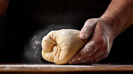 Artisan Hands Kneading Dough: A close-up shot captures the hands of a skilled baker kneading dough, highlighting the artistry and craft involved in creating delicious bread.