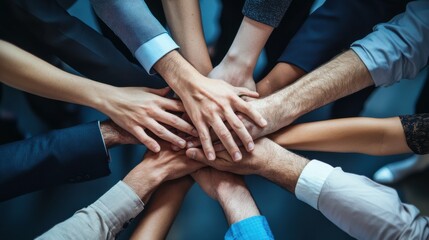 Group of hands joined together in unity
