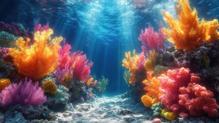 Naklejka premium Vibrant underwater scene with colorful coral formations.