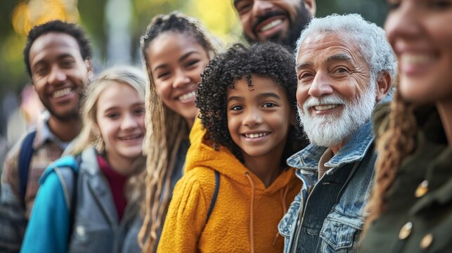 A diverse group of people, young and old, male and female, enjoying a community event, highlighting inclusivity