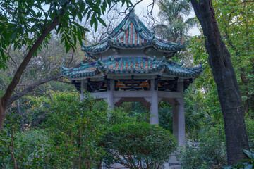 Traditional Chinese architectural pavilion in the park