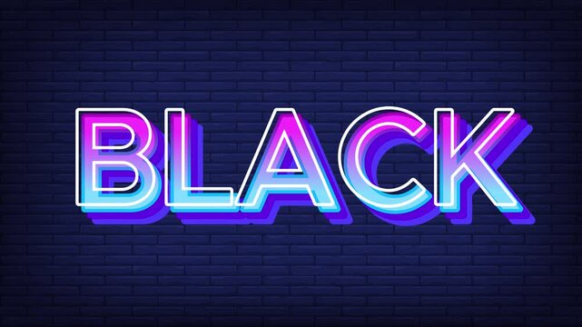 Black Friday black color text on neon effect glowing