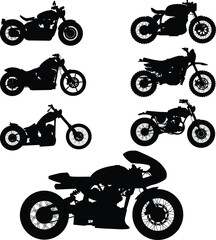 Set of motorcycle style silhouette illustration in side view