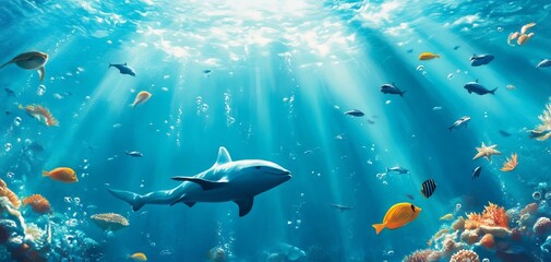 Obraz premium Animals Aquatic Life Collage