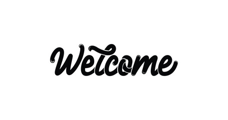 Welcome Handwritten Text Vector Design: Charming and Inviting Typography Perfect for Greeting Cards, Event Signage, Home Decor, and Engaging Social Media Posts to Create a Warm Atmosphere