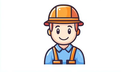 A sleek helmetwearing engineer icon for Labor Day, perfect for mobile apps and web interfaces, in a modern 2D style.