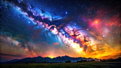 Fototapeta premium Stunning stock photo of colorful cosmos with stardust and milky way, galaxy, starry, space, universe, night sky