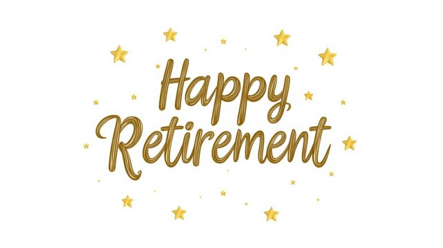 Celebrate your special moment with this vibrant Happy Retirement design featuring golden text and stars, perfect for any retirement party.