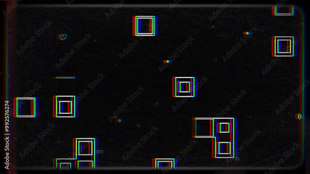 Poster old style film frame with square shapes animation and distortion effects