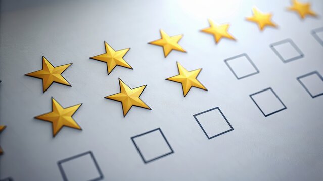 render of customer survey with star rating system, customer, satisfaction, survey, feedback, rating, review