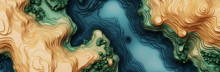 Abstract 2D Topographic Map Collection with Organic Patterns and Natural Earth Tones