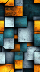 Abstract art pieces featuring color combinations, textures, geometric patterns, and golden elements, including watercolor landscapes and graphic compositions with golden lines