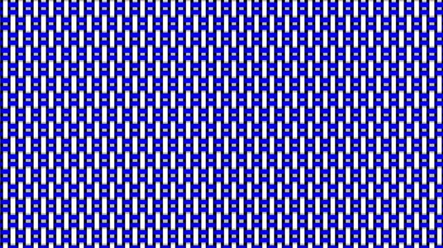 Blue and white abstract art of horizontal and vertical lines moving irregularly.