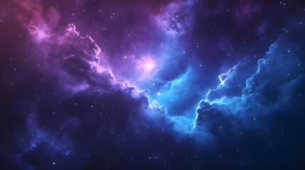 Soft Blue Nebula Clouds in Space