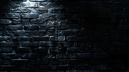 Dark brick wall background with a spotlight, ultra-realistic photography.
