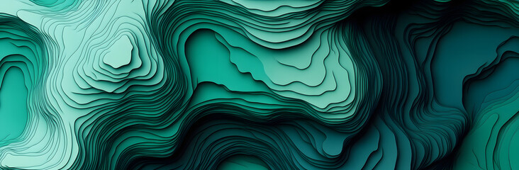 Fototapeta premium Blue-Green Topographic Map with Fluid Contours and Elevation Lines