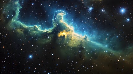 Obraz premium Vibrant Nebula of Green and Blue Gases