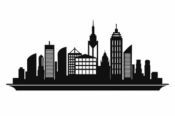 Naklejka premiumHong Kong Skyline Silhouette Vector, Hong Kong City Silhouettes Clipart 