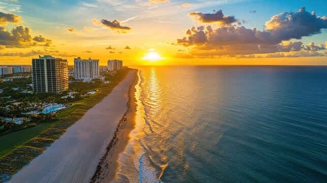USA, Florida, Boca Raton, Sun rising above sea
