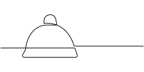 Obraz premium Banquet Service Continuous Line Editable Stroke Line, Continuous Line Drawing of Serving Icon. Hand Drawn Symbol Vector Illustration, Continuous one line drawing Catering dish serving Vector