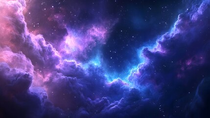 Obraz premium Ethereal Blue Nebula Clouds in Space