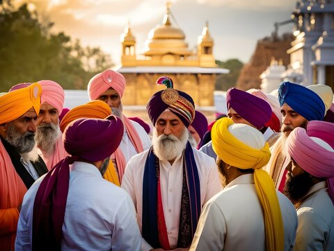 Sikh people in gurudwara 