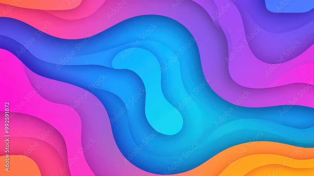 Poster experience a vibrant summer with this fluid gradient background featuring colorful abstract shapes. 