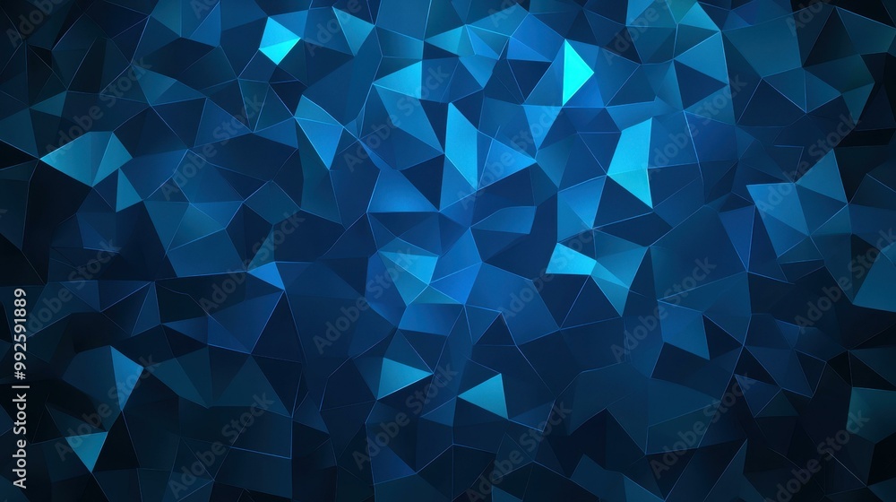 Poster a modern geometric design featuring dark blue ocean gradients, creating a sleek triangular abstract 